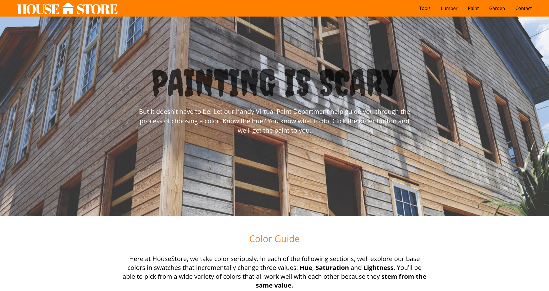 Paint Store Landing Page